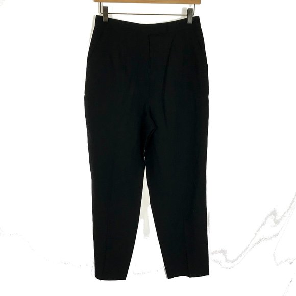 NWT Womens Size 6 Saraco Pairs Black Wool Blend Subtle Pinstripe Trouser Pants - Picture 1 of 4